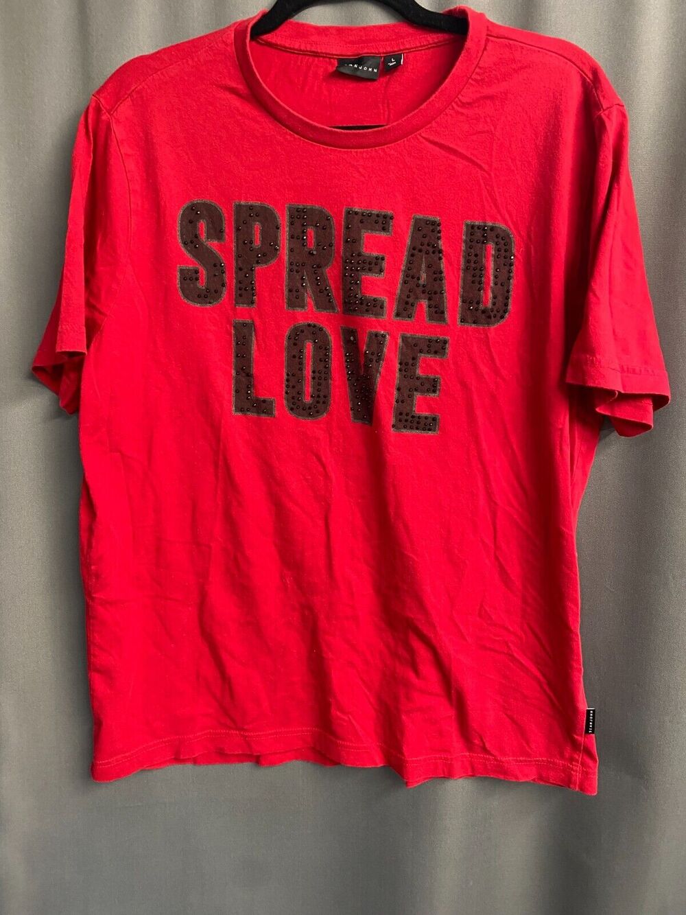 Sean John T-Shirt Mens Large Red Spread Love Short Sleeve Crew Neck Pullover B71
